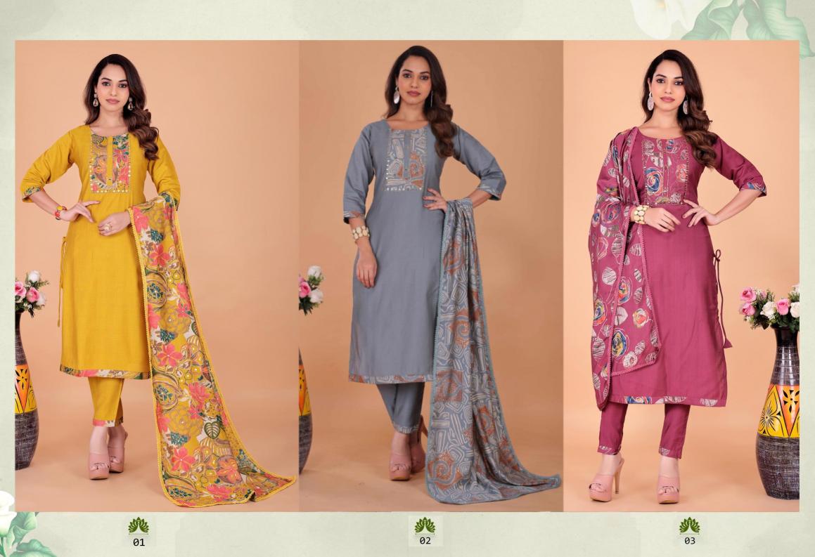Surili - Dhanya Cotton Digital Print  Kurta Pant With Dupatta Set Traditional Wear