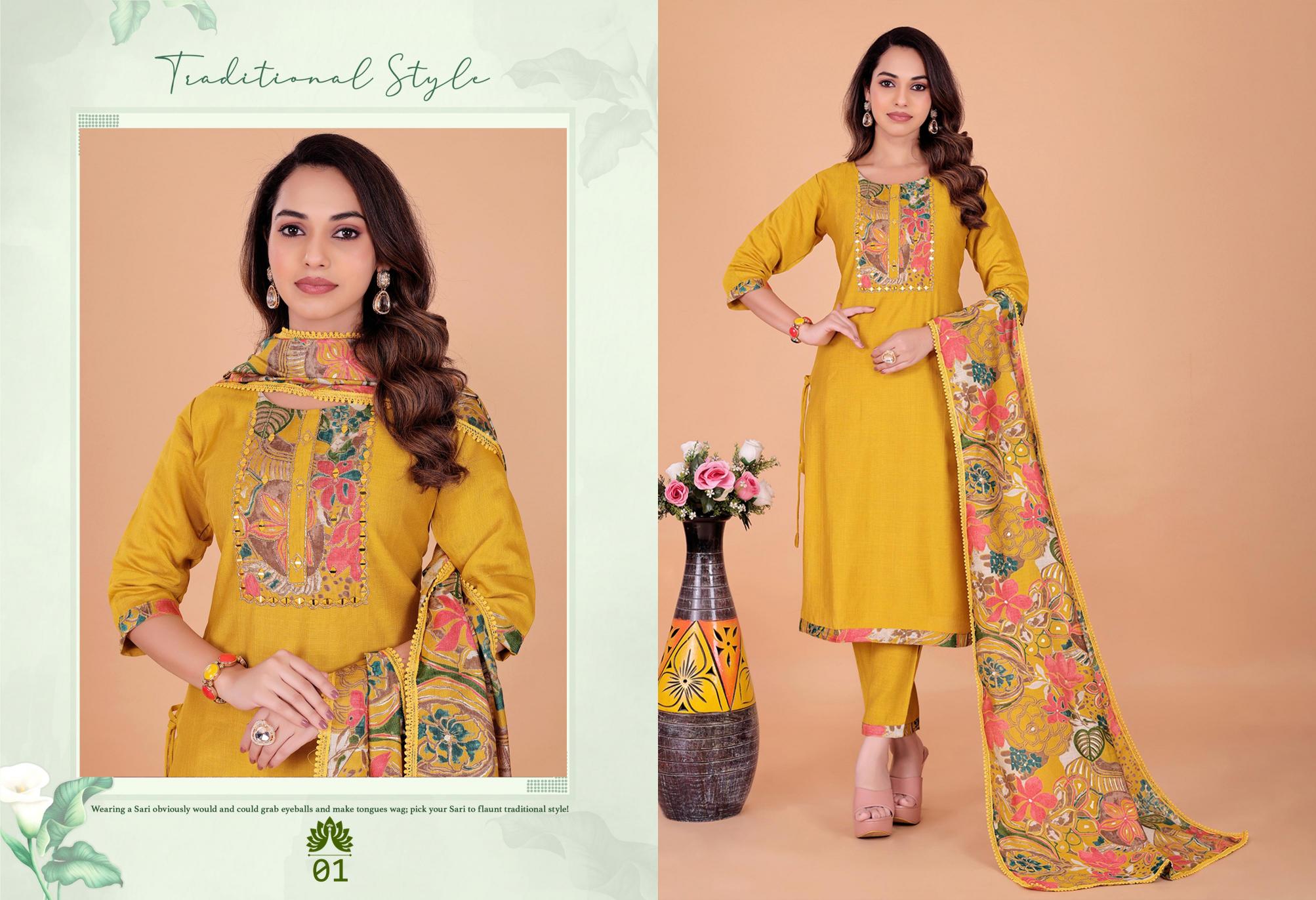 Surili - Dhanya Cotton Digital Print  Kurta Pant With Dupatta Set Traditional Wear