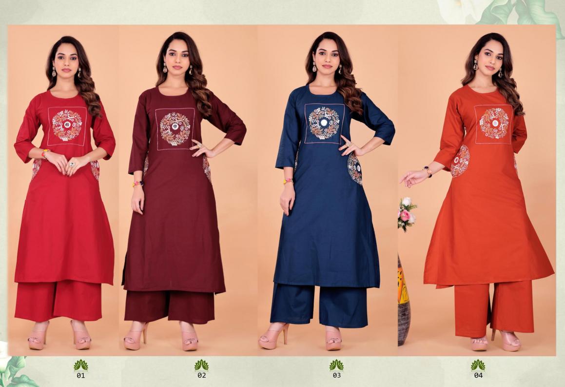 Surili - KALAKRITI Dabu Cotton Embroidery Kurta Palazzo Set
