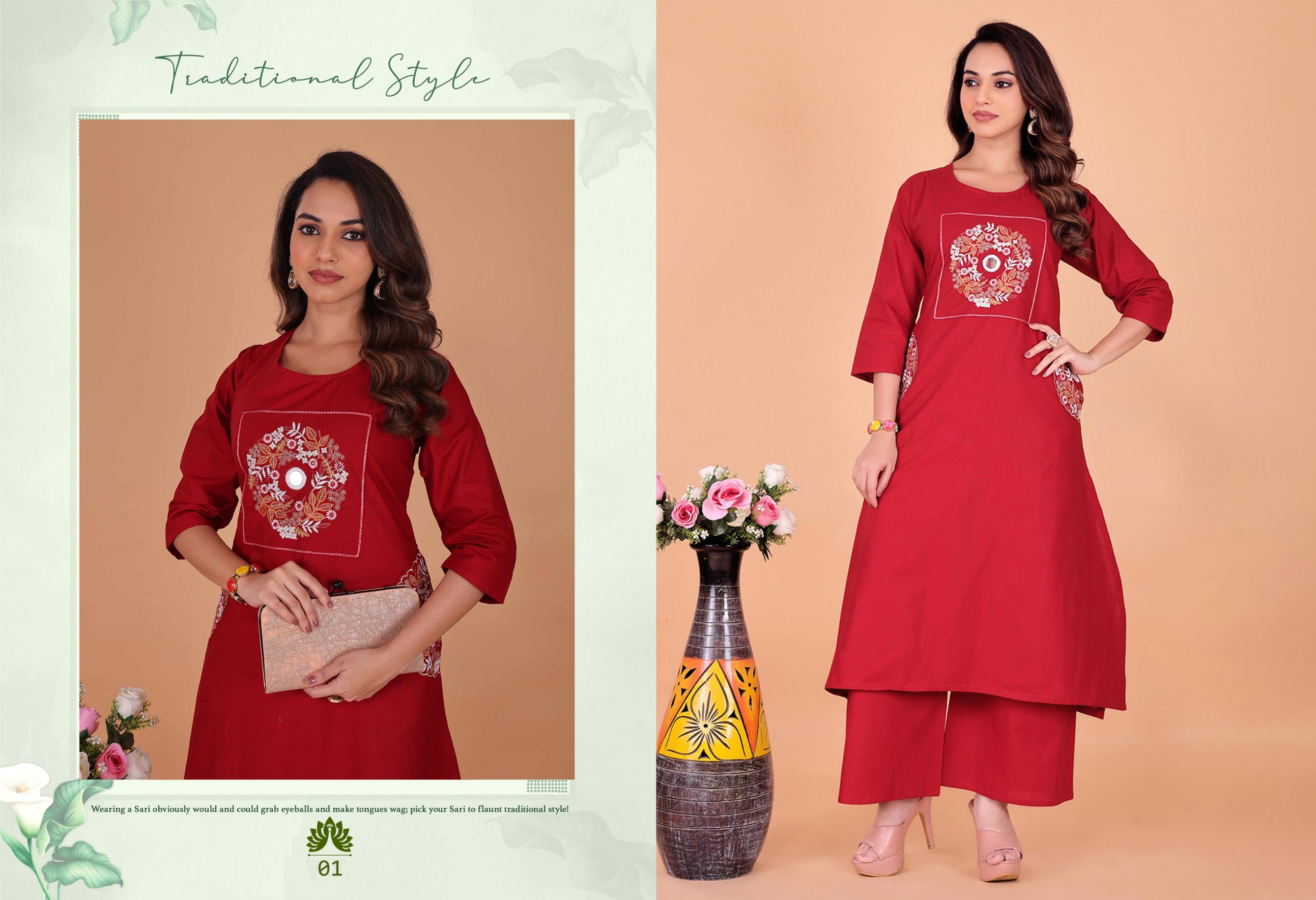 Surili - KALAKRITI Dabu Cotton Embroidery Kurta Palazzo Set