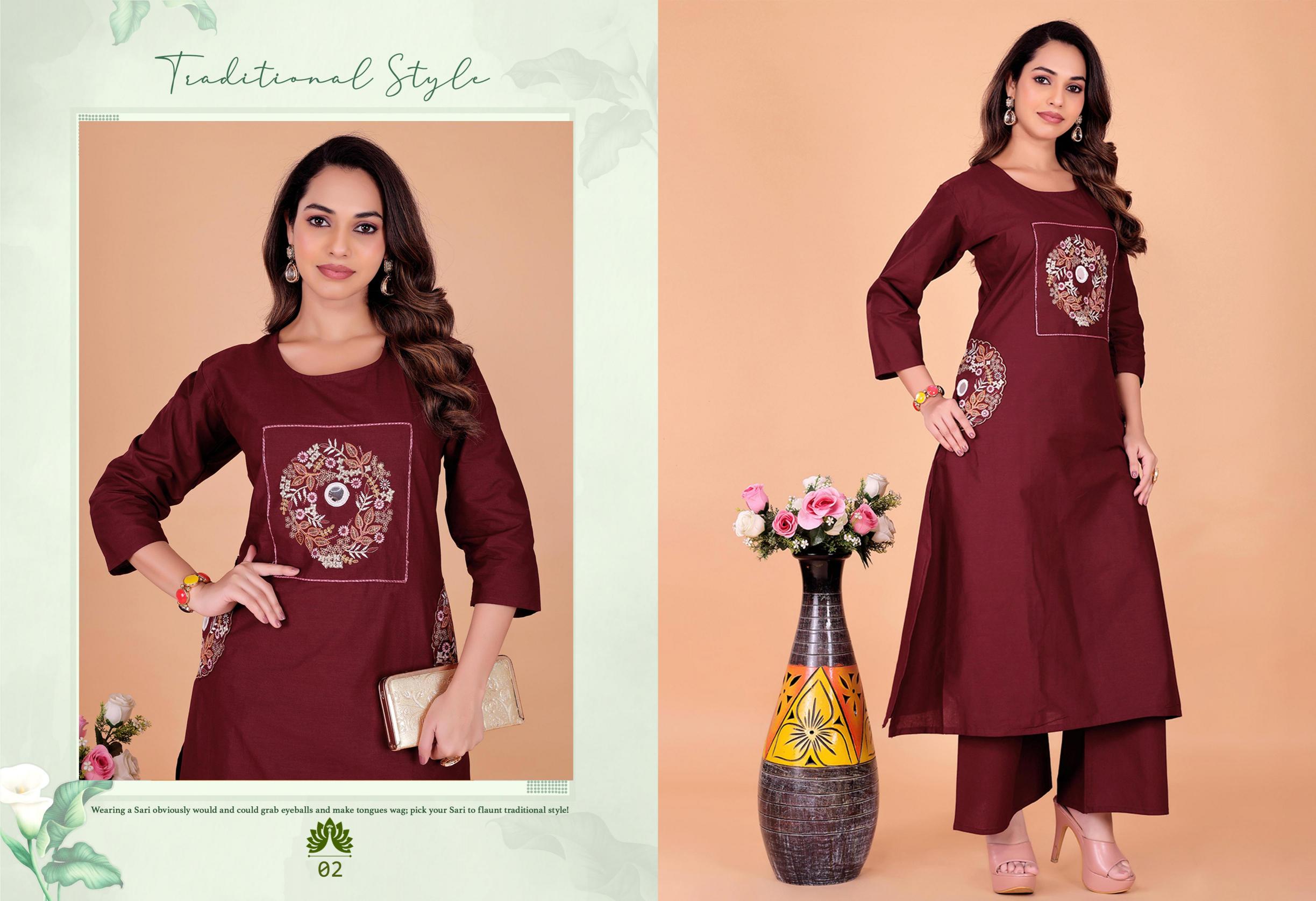 Surili - KALAKRITI Dabu Cotton Embroidery Kurta Palazzo Set