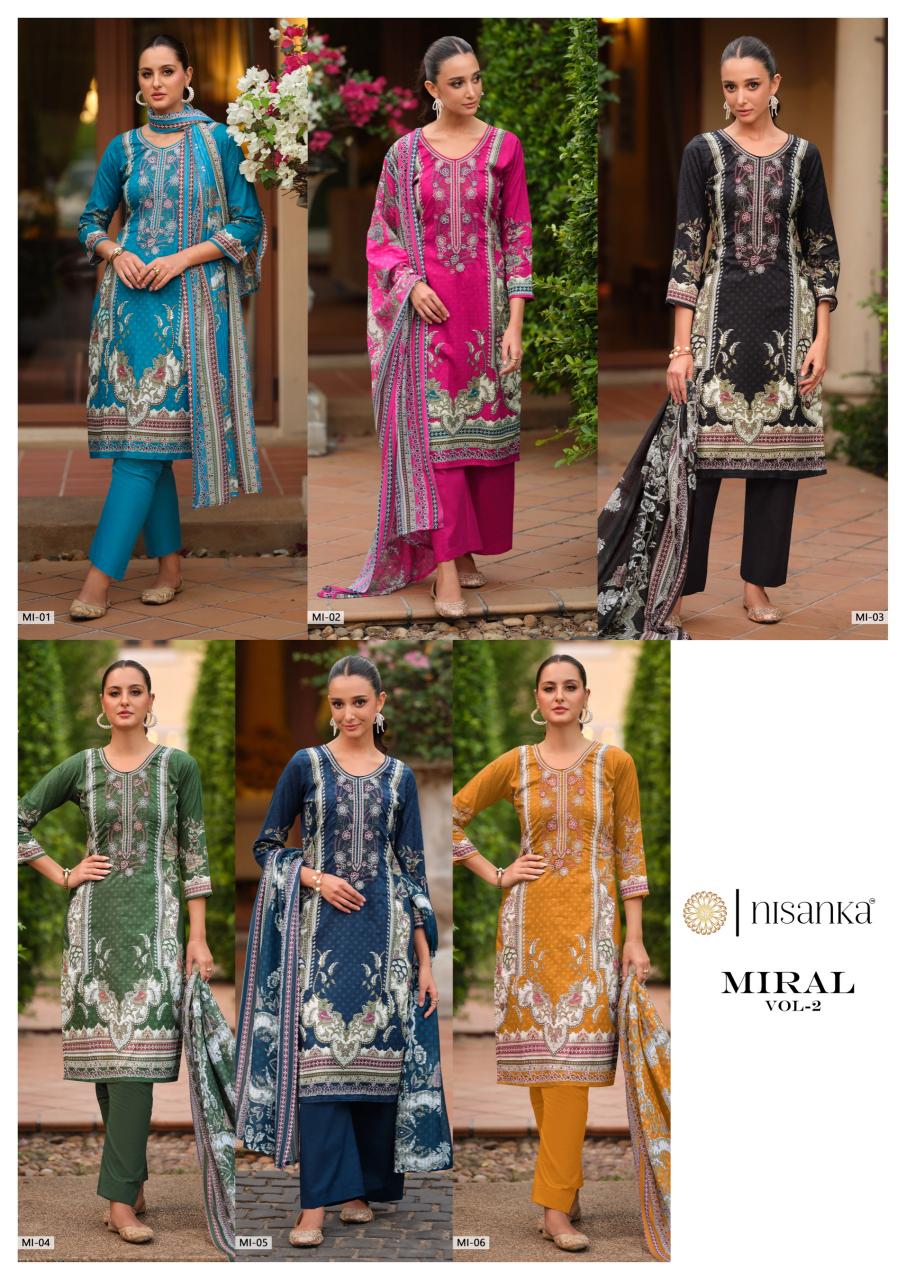 The Hermitage Shop Nisanka Miraal Luxury Lawn vol 2 catalog surat dress materials wholesalers in hyderabad