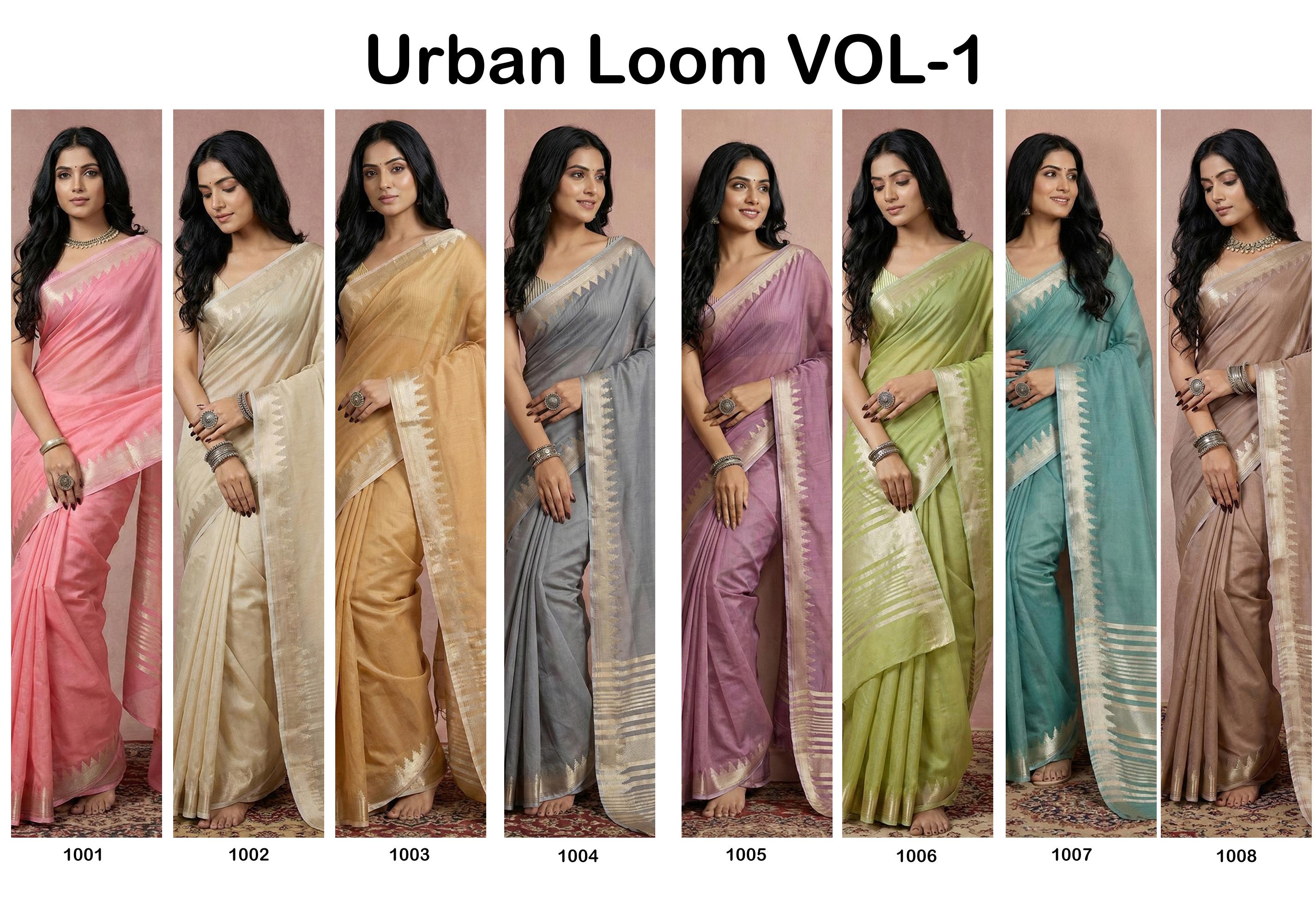 URBAN LOOM VOL 1 BY SHREE SHYAM FASHION fancy designer COTTON Silk WITH ZARI BORDAR fabric saree wholesale with Fancy latkan