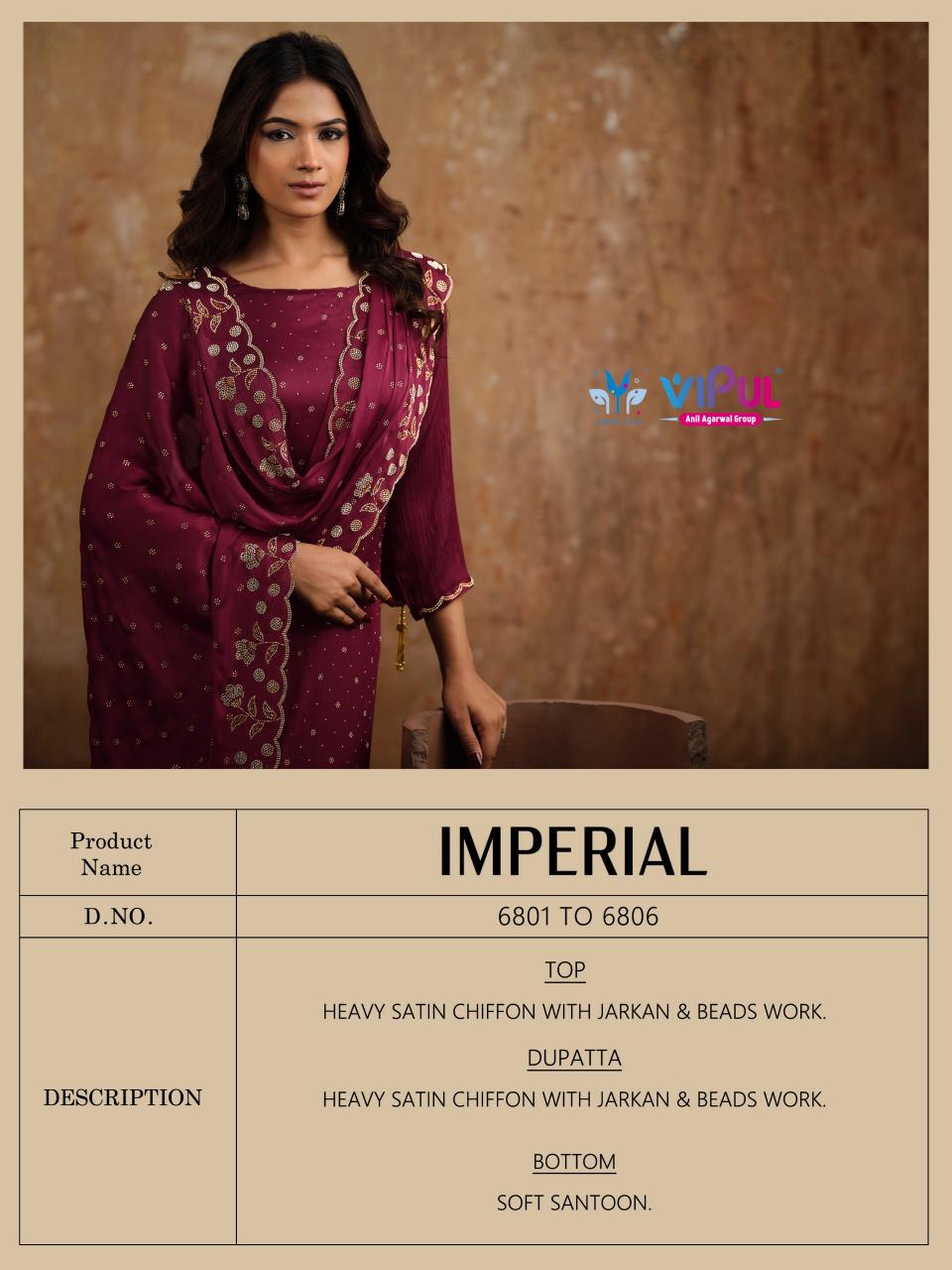 Vipul Imperial catalog wholesale unstitched salwar kameez material in bangalore