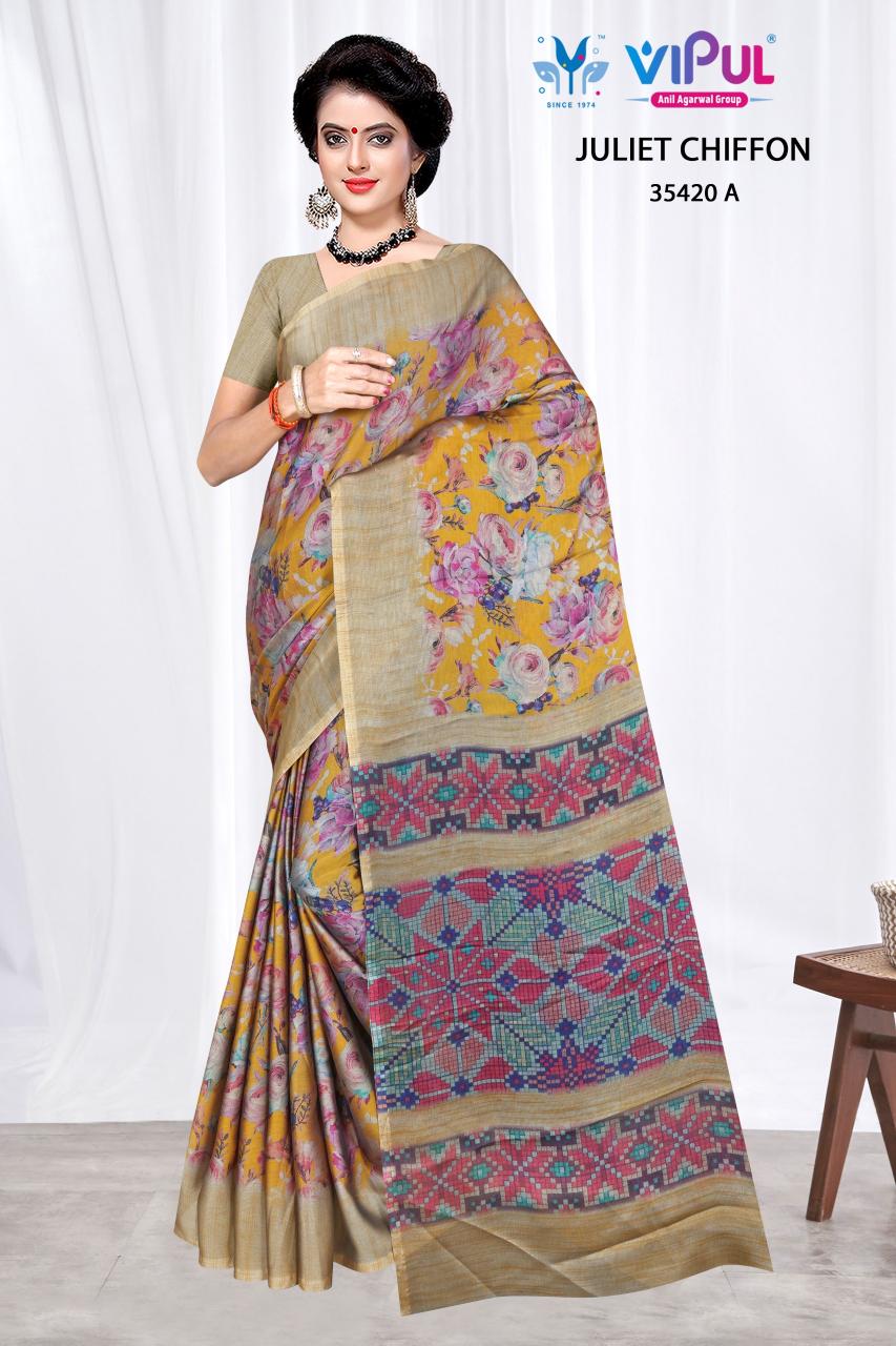 Vipul Juite chiffon 35420 catalog wholesale cheap saree dropship agent