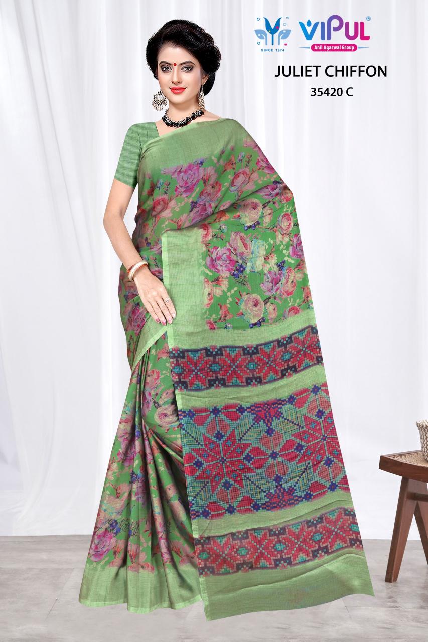 Vipul Juite chiffon 35420 catalog wholesale cheap saree dropship agent