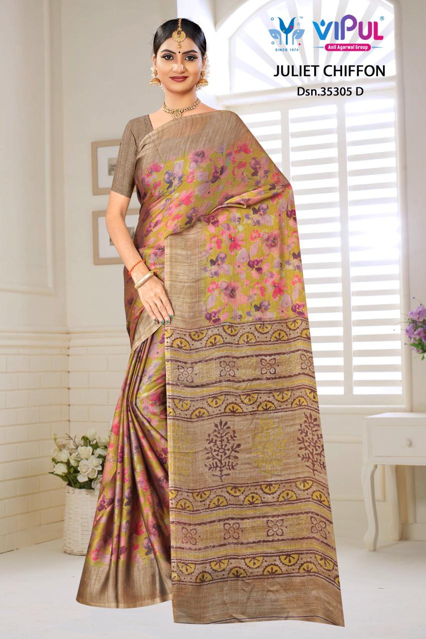Vipul Juliet Chiffon 35305 A To D catalog saree price range and offers