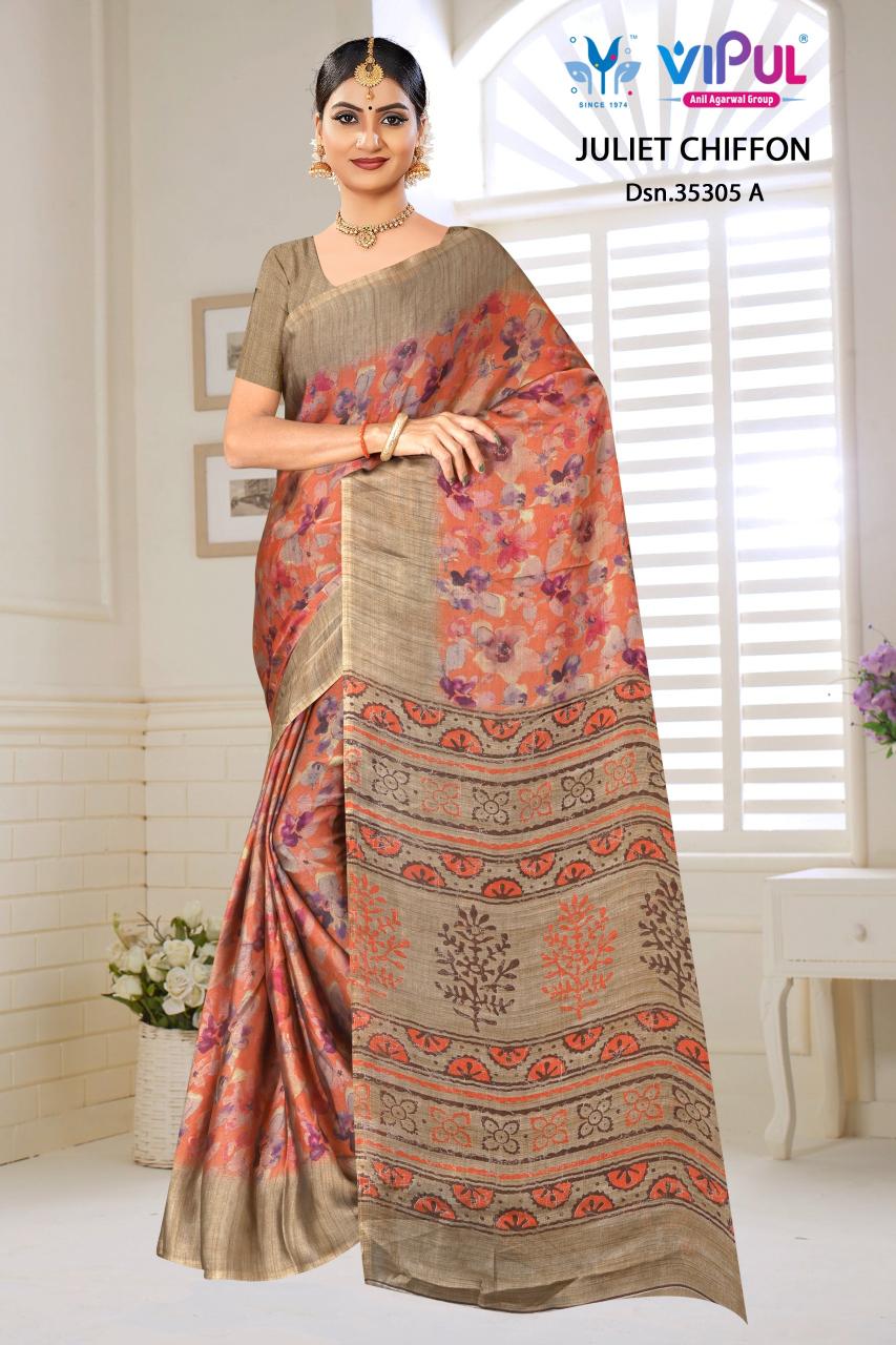 Vipul Juliet Chiffon 35305 A To D catalog saree price range and offers