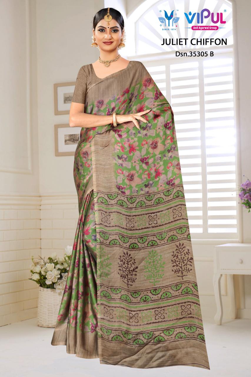 Vipul Juliet Chiffon 35305 A To D catalog saree price range and offers
