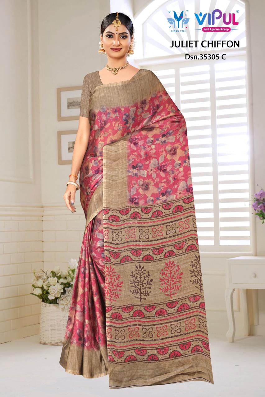 Vipul Juliet Chiffon 35305 A To D catalog saree price range and offers