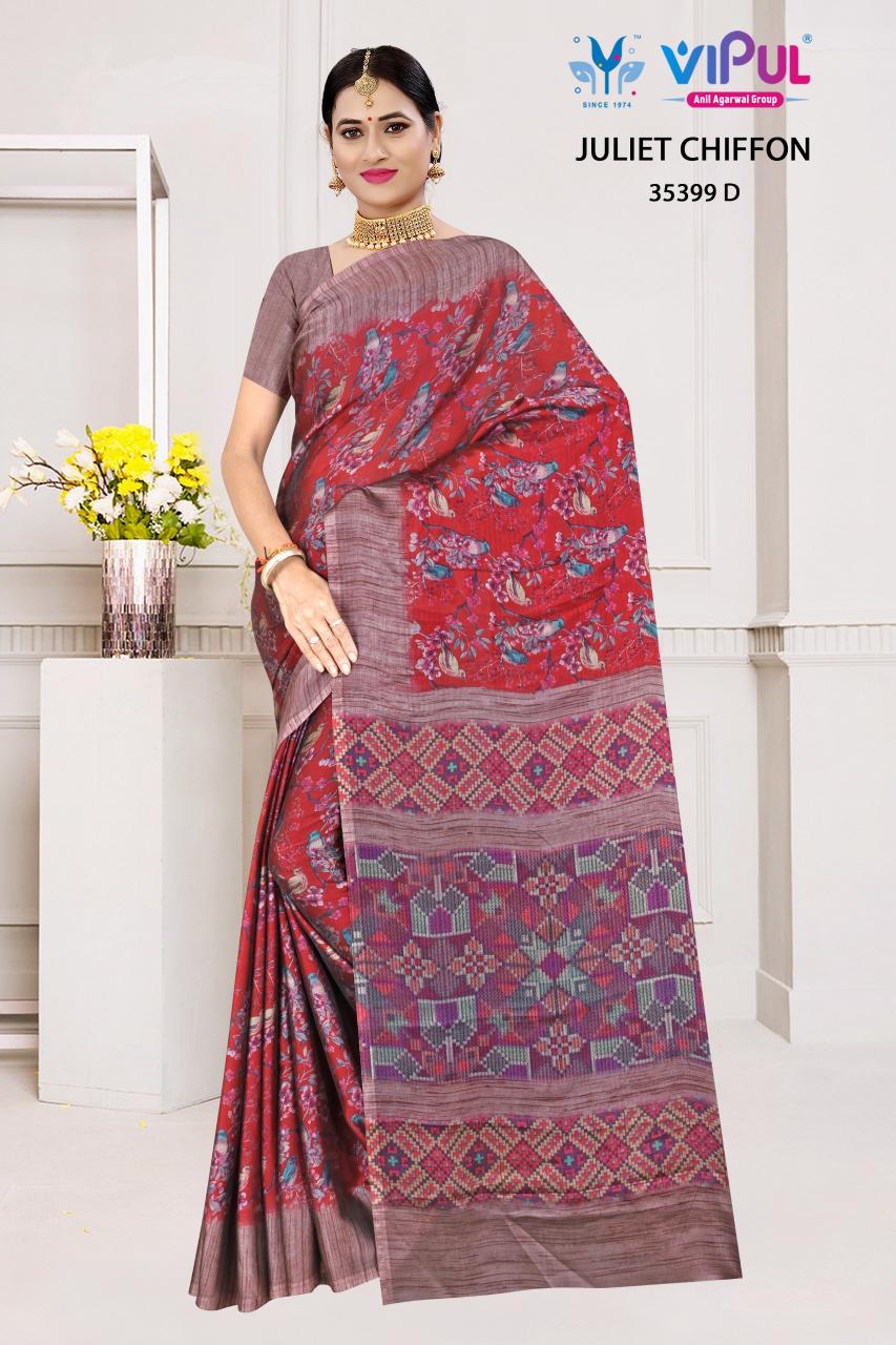 Vipul Juliet Chiffon 35399 A To D catalog saree prices and availability
