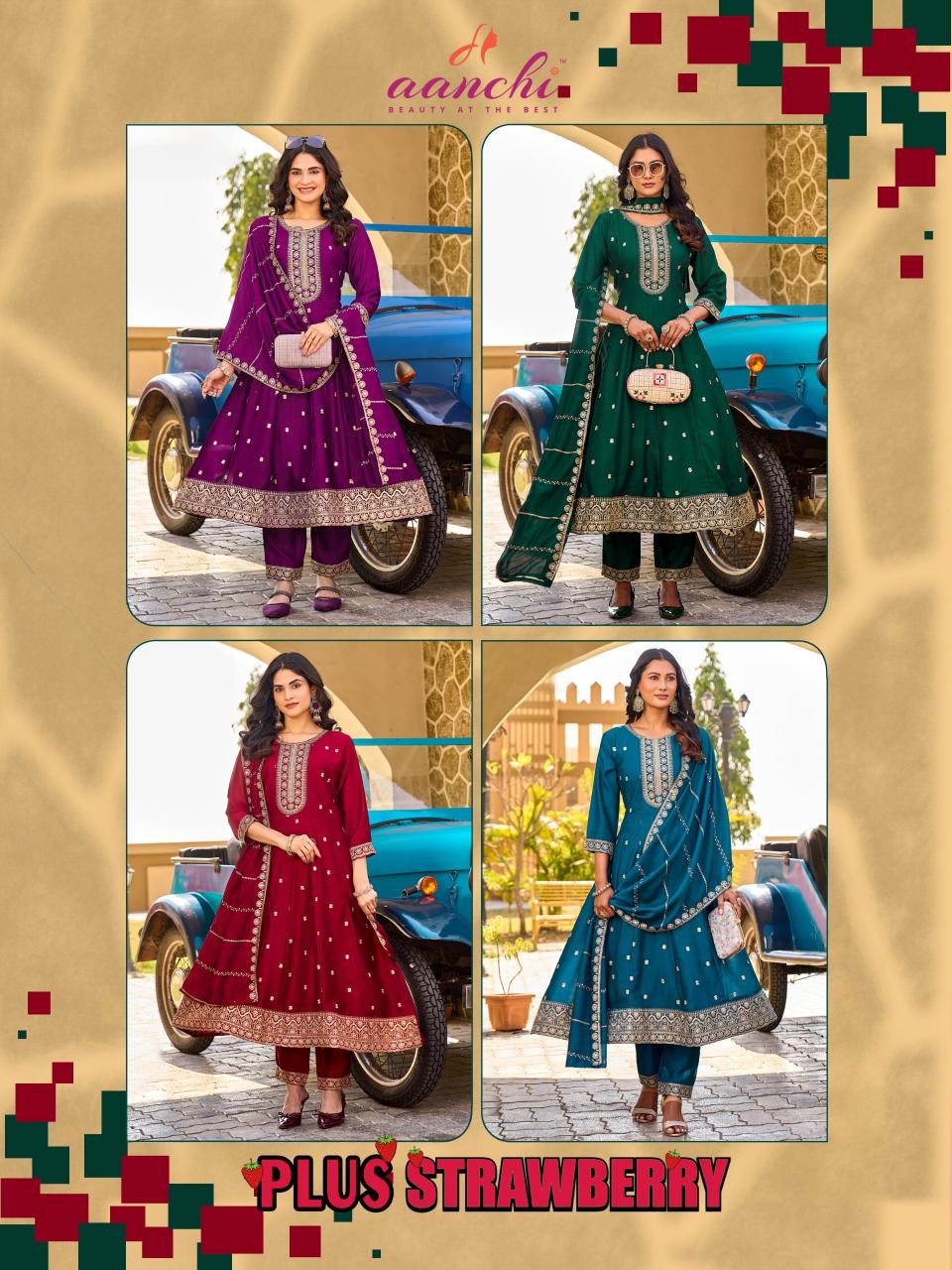 Aanchi Plus Strawberry catalog designer kurti wholesalers in bangalore