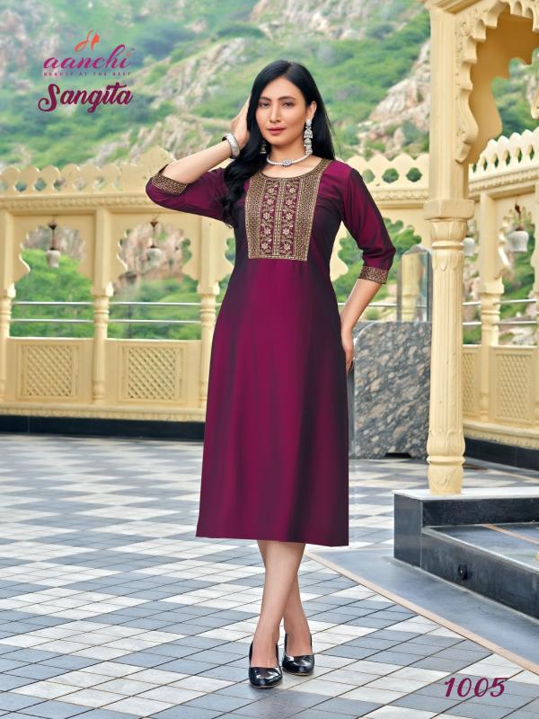 Aanchi Sangita catalog designer kurtis at wholesale price