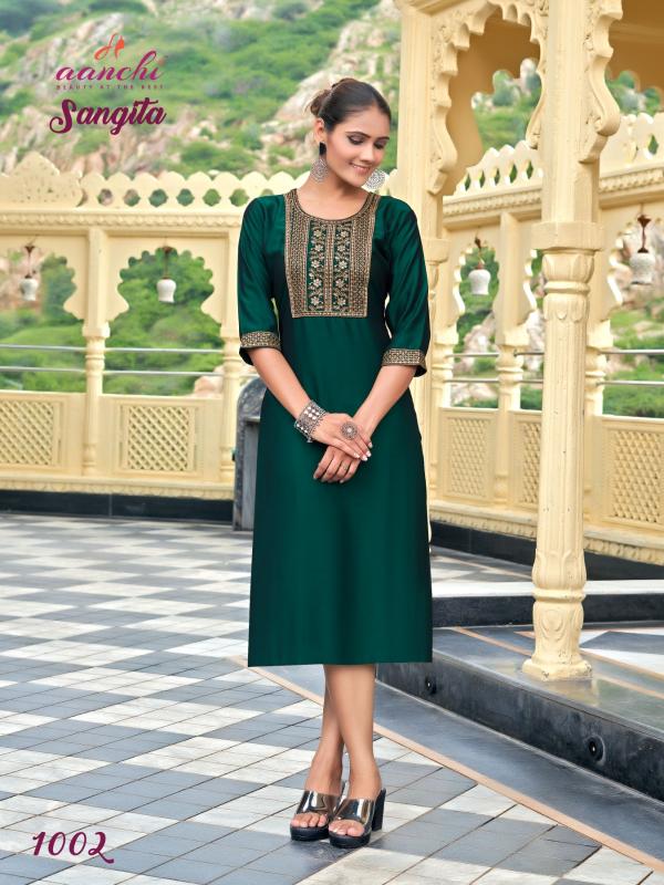 Aanchi Sangita catalog designer kurtis at wholesale price