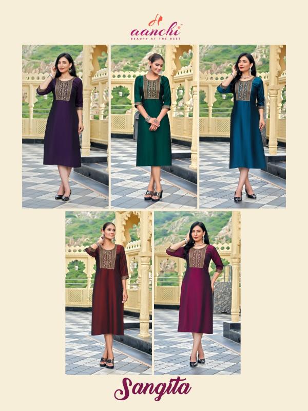 Aanchi Sangita catalog designer kurtis at wholesale price