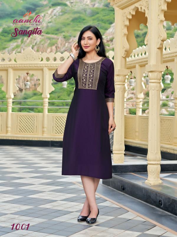 Aanchi Sangita catalog designer kurtis at wholesale price