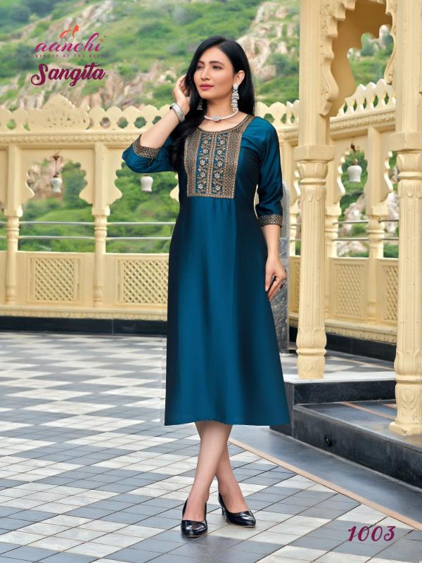 Aanchi Sangita catalog designer kurtis at wholesale price