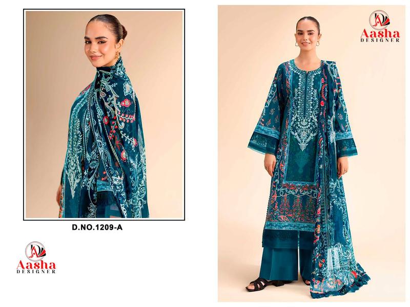 Aasha 1209 A And B Caralog Chiffon Dupatta pakistani suits catalogue wholesale
