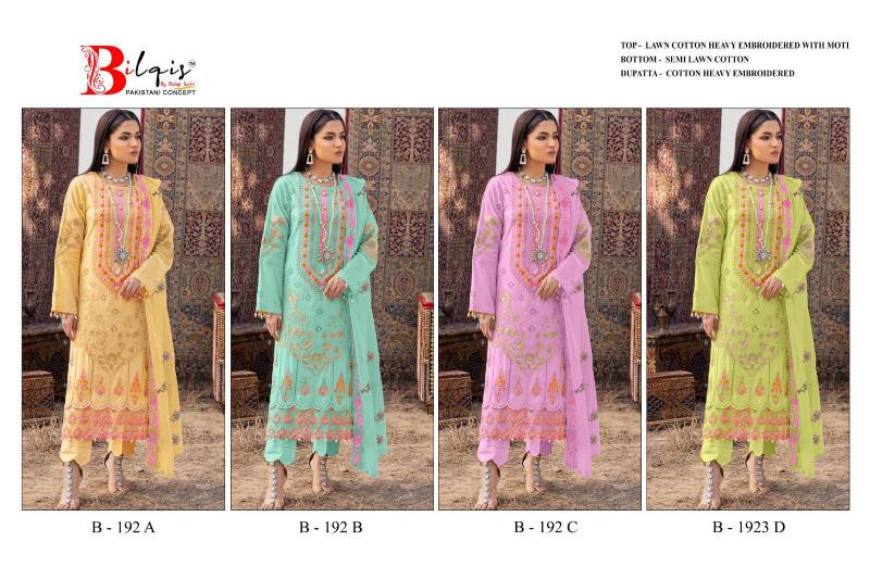 Bilqis B 192 A To D catalog wholesale pakistani suits in kashmir
