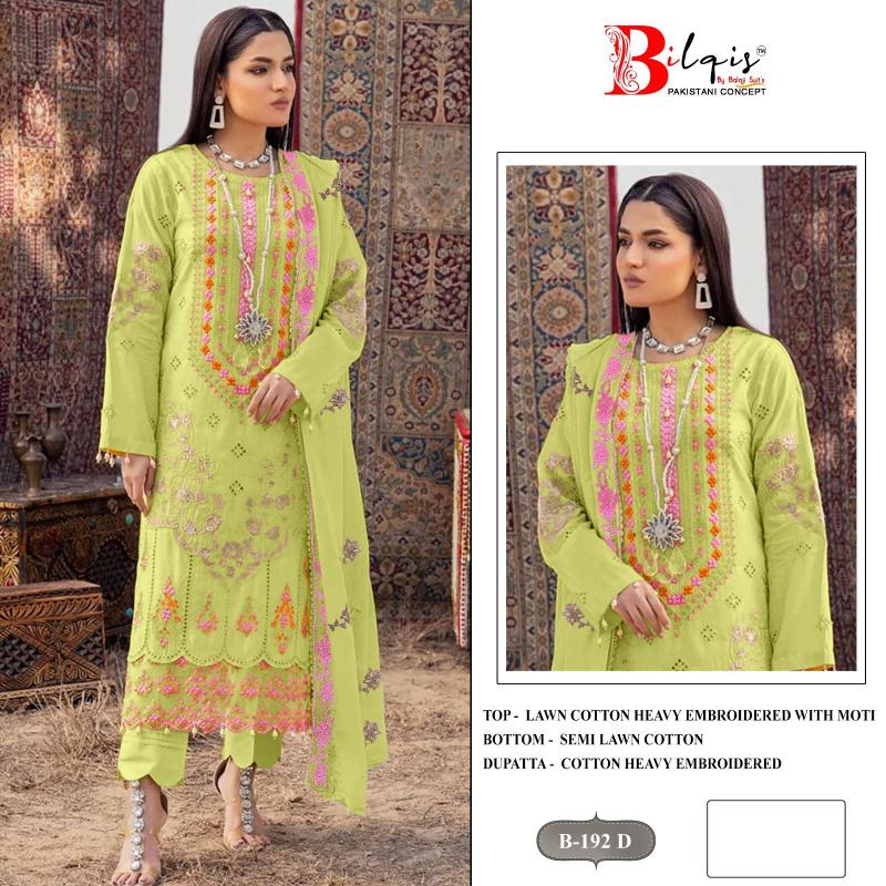 Bilqis B 192 A To D catalog wholesale pakistani suits in kashmir