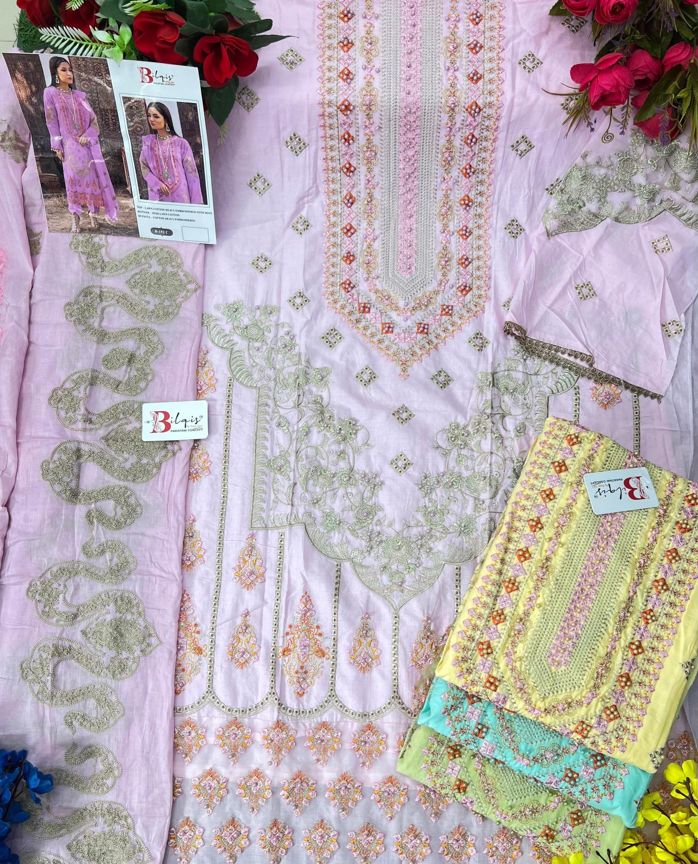 Bilqis B 192 A To D catalog wholesale pakistani suits in kashmir