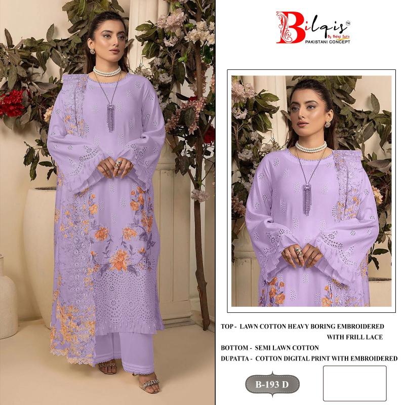 Bilqis B 193 A To D catalog wholesale pakistani salwar suits
