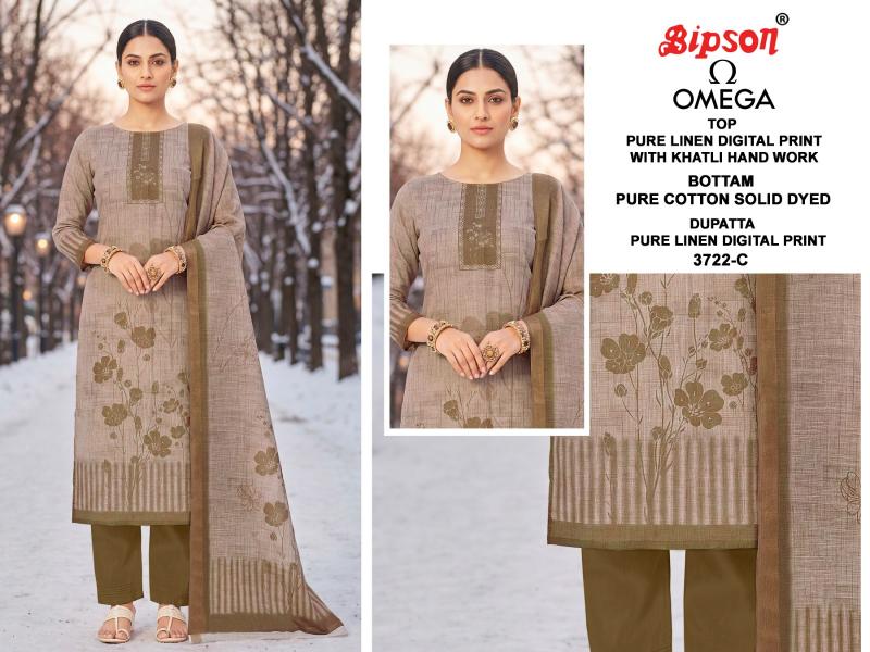 Bipson Omega 3722 catalog unstitched salwar kameez wholesale pakistan