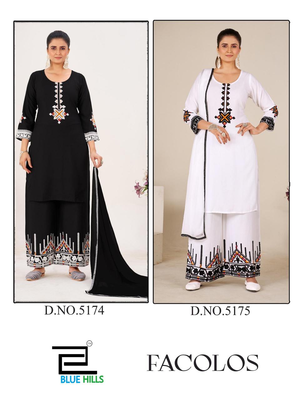 Blue Hills Facolos catalog kurti palazzo set wholesale