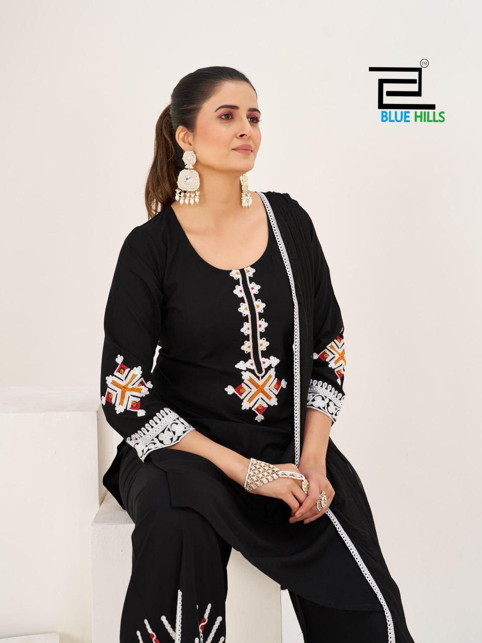 Blue Hills Facolos catalog kurti palazzo set wholesale