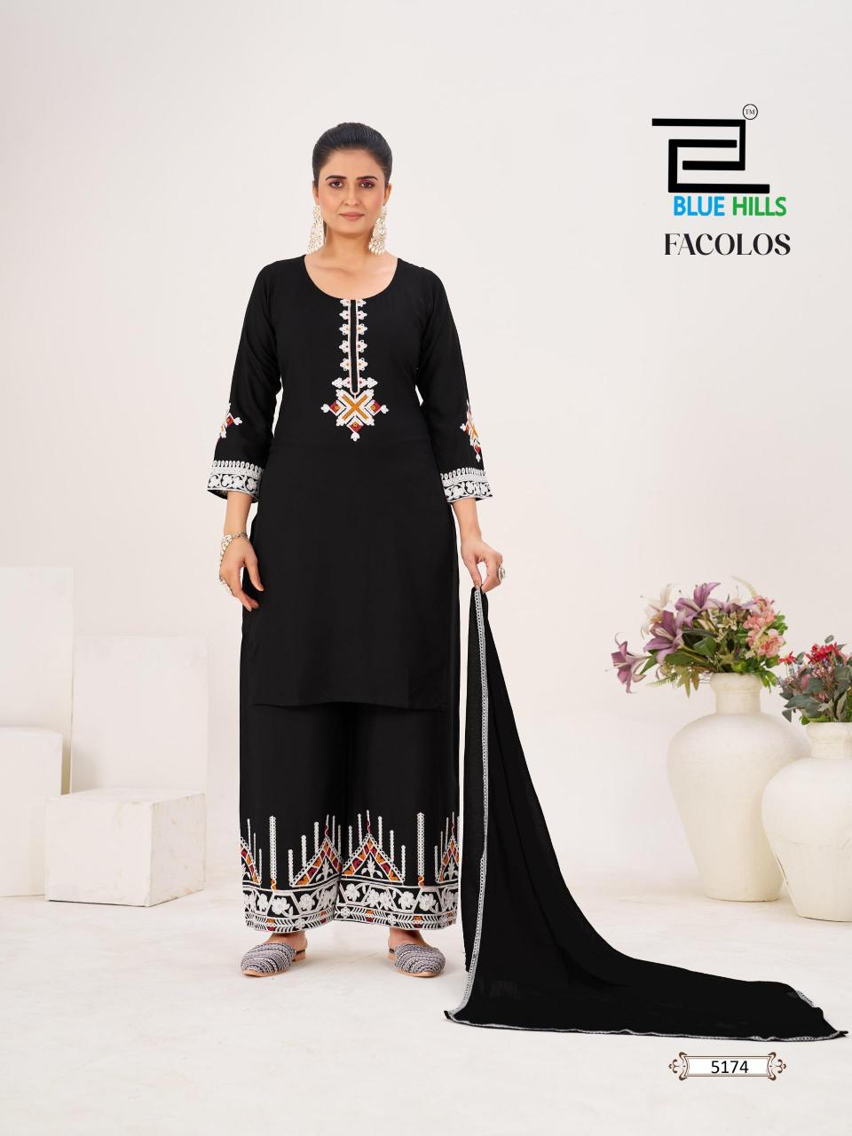 Blue Hills Facolos catalog kurti palazzo set wholesale