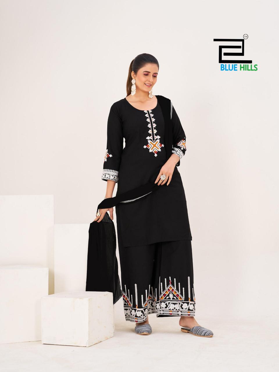 Blue Hills Facolos catalog kurti palazzo set wholesale