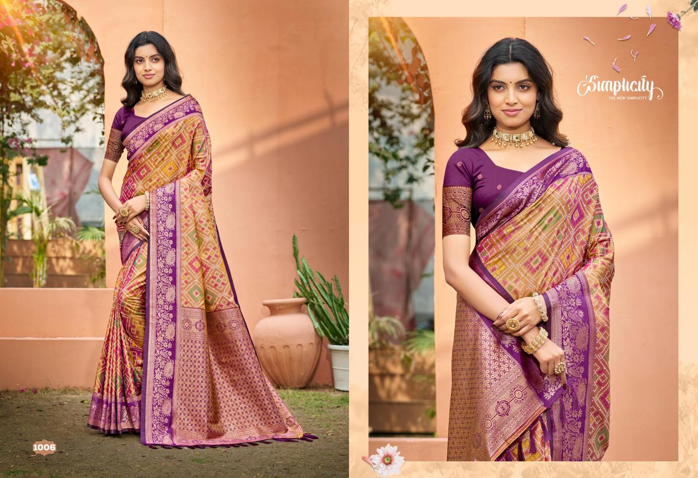 Bunawat - Anarkali Silk Sangam Prints SOFT SILK Woven Work Traditional Saree