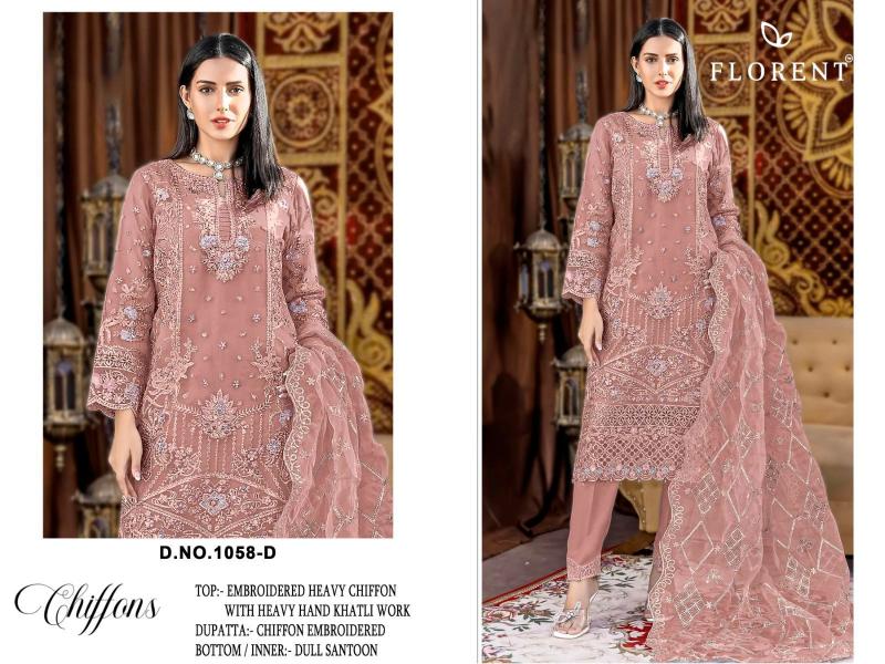 Florent D No 1058 A To D catalog pakistani suits wholesalers in chandni chowk