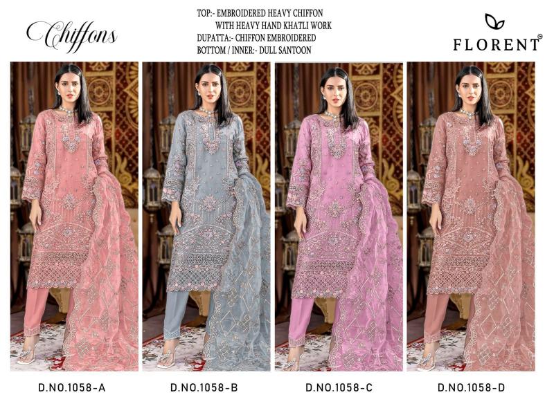 Florent D No 1058 A To D catalog pakistani suits wholesalers in chandni chowk