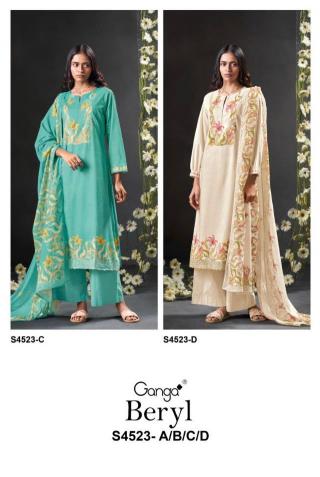 Ganga Beryl 4523 catalog wholesale unstitched salwar kameez material online india 
