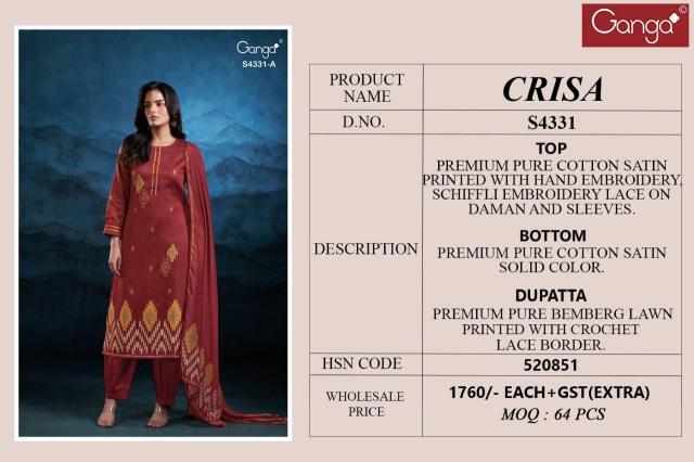 Ganga Crisa 4331 catalog salwar kameez wholesale online shopping