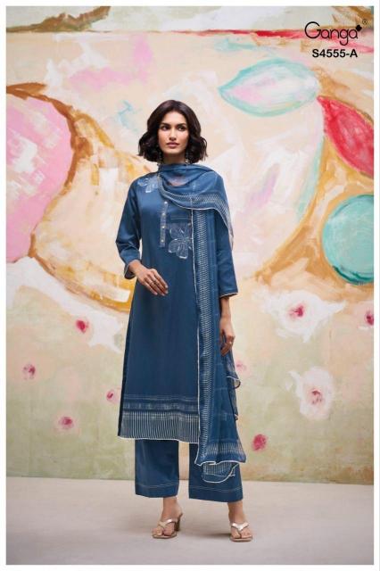 Ganga Gireya 4555 catalog wholesale unstitched salwar kameez suppliers