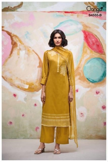 Ganga Gireya 4555 catalog wholesale unstitched salwar kameez suppliers