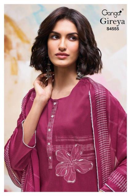 Ganga Gireya 4555 catalog wholesale unstitched salwar kameez suppliers