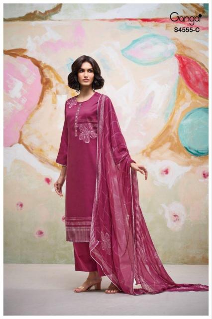 Ganga Gireya 4555 catalog wholesale unstitched salwar kameez suppliers