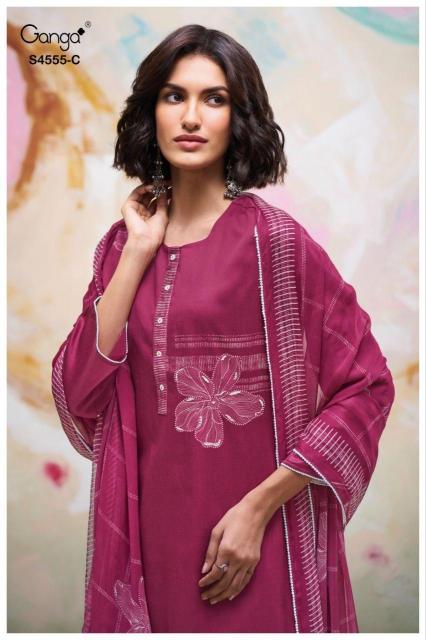 Ganga Gireya 4555 catalog wholesale unstitched salwar kameez suppliers