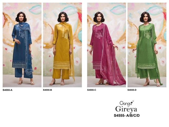 Ganga Gireya 4555 catalog wholesale unstitched salwar kameez suppliers