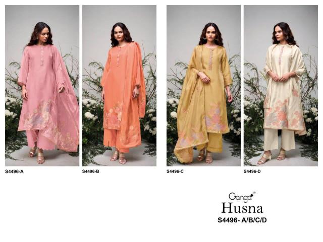Ganga Husna 4496 catalog salwar kameez dress materials wholesale