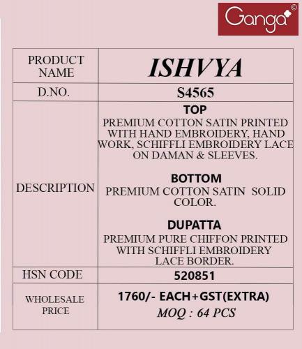 Ganga Ishvya 4565 catalog mdl salwar kameez wholesale