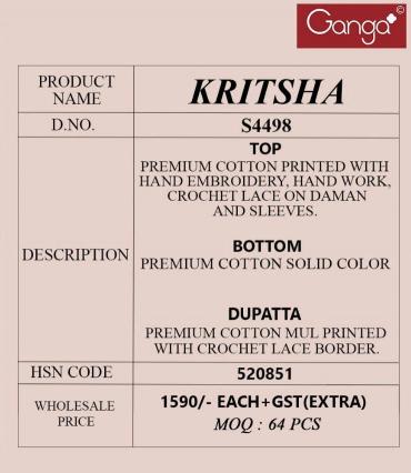 Ganga Kritsha 4498 catalog mumbai wholesale salwar kameez