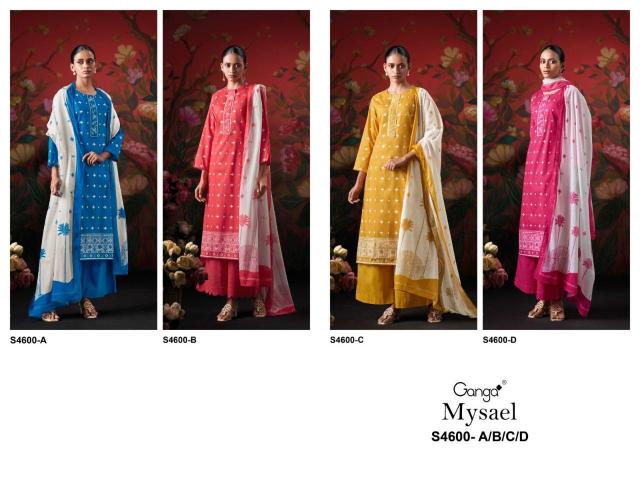 Ganga Mysael 4600 catalog salwar kameez material wholesale