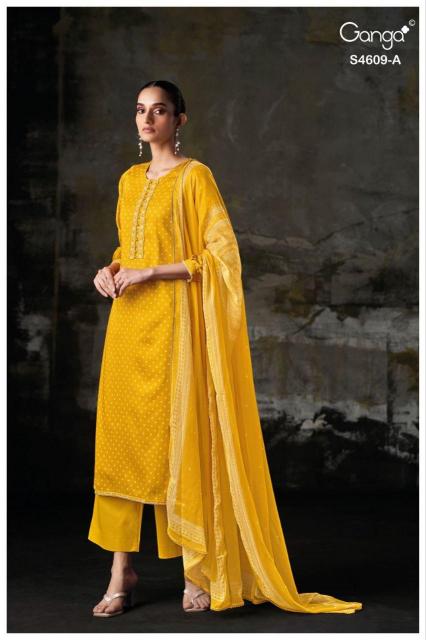 Ganga Neliya 4609 catalog unstitched heavy salwar kameez in jaipur wholesale with price
