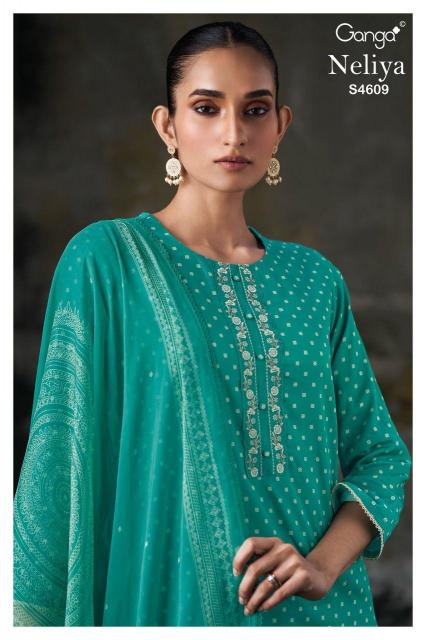 Ganga Neliya 4609 catalog unstitched heavy salwar kameez in jaipur wholesale with price