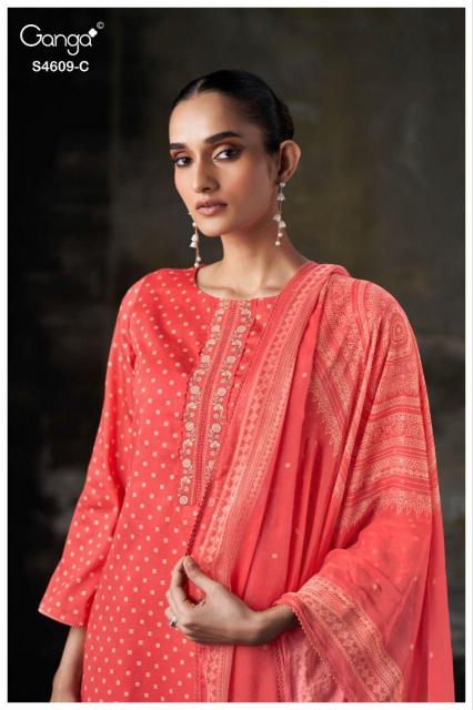 Ganga Neliya 4609 catalog unstitched heavy salwar kameez in jaipur wholesale with price