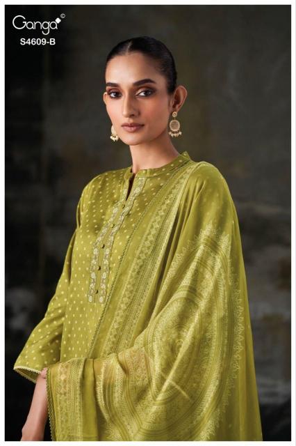 Ganga Neliya 4609 catalog unstitched heavy salwar kameez in jaipur wholesale with price